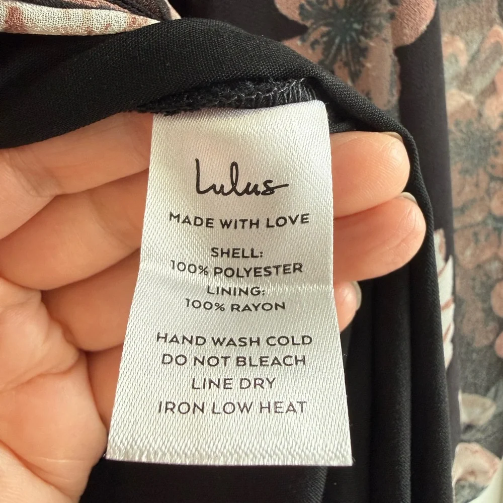Lulu's Blooming Whimsy Black Floral Pleated Midi Wrap Dress - Picture 8 of 14